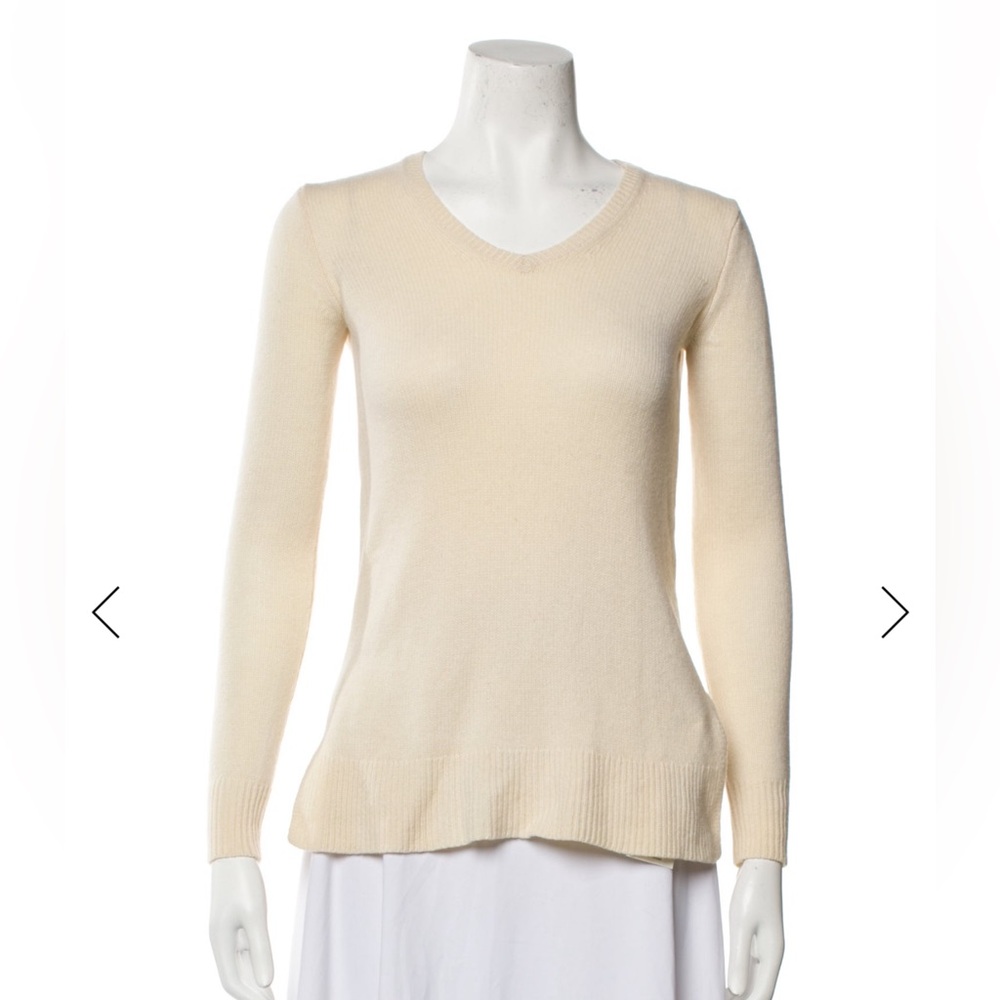 Calypso St. Barth Cashmere Cream V-Neck Sweater